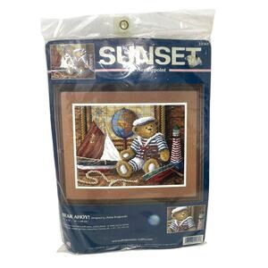 Sunset Needlepoint Bear Ahoy! Kit by Anna Krajewski Vintage New in Package